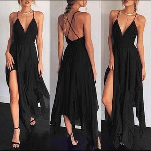 Black spaghetti strap dress